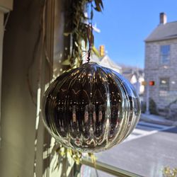 Large Vintage Silver Mercury Glass Hanging Ornament 