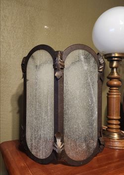 Vintage 6-Panel Bubble Crackle Glass Lantern Style Chandlier Light Fixture