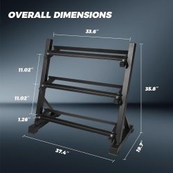 Fitness Dumbbell Rack - 3-Tier Dumbbell Rack Perfect for 5-50 Dumbbell Set  Heavy Duty Number of Racks 3 Weight Limit 800 Pounds WHAT'S INC