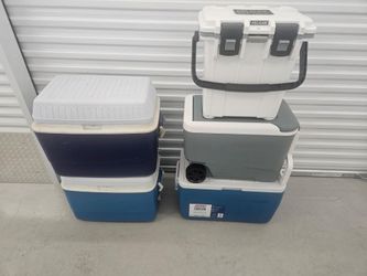 Lot of 5 Coolers – Igloo, Pelican, Coleman, Rubbermaid