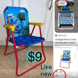 $9 Like New Foldable Patio/Sports/Camping/Beach Kids chair Blue Clues