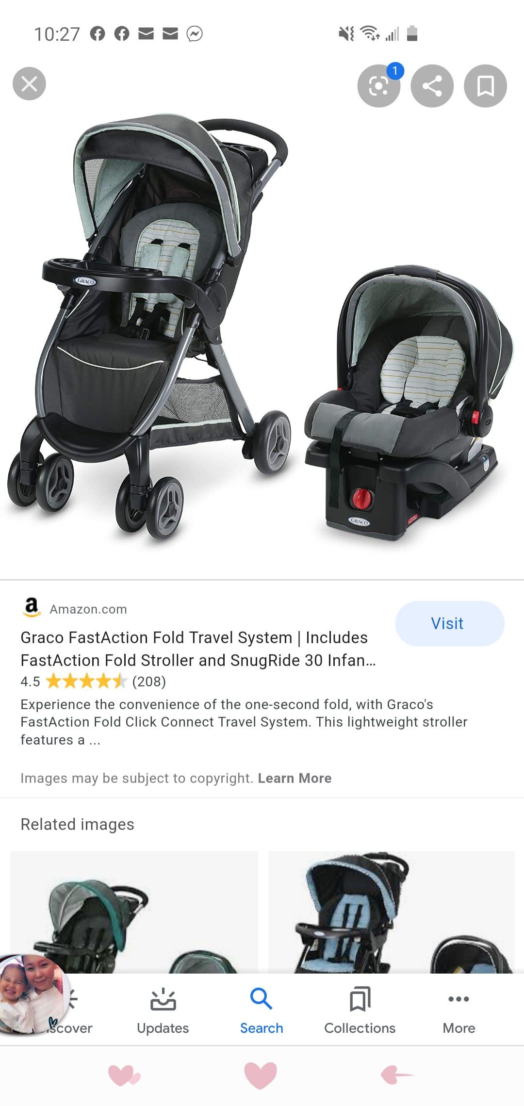 Graco stroller with car seat and base