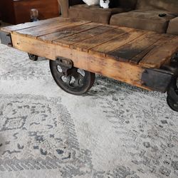 Lineberry Antique Railroad Cart/Coffee Table 
