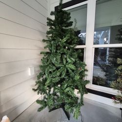 (2) Tall Faux Christmas Trees