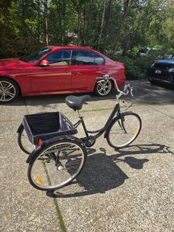 Adult 3-Wheel Tricycle – Black Adult Trike w/ Large Rear Cargo Basket
Price: $200