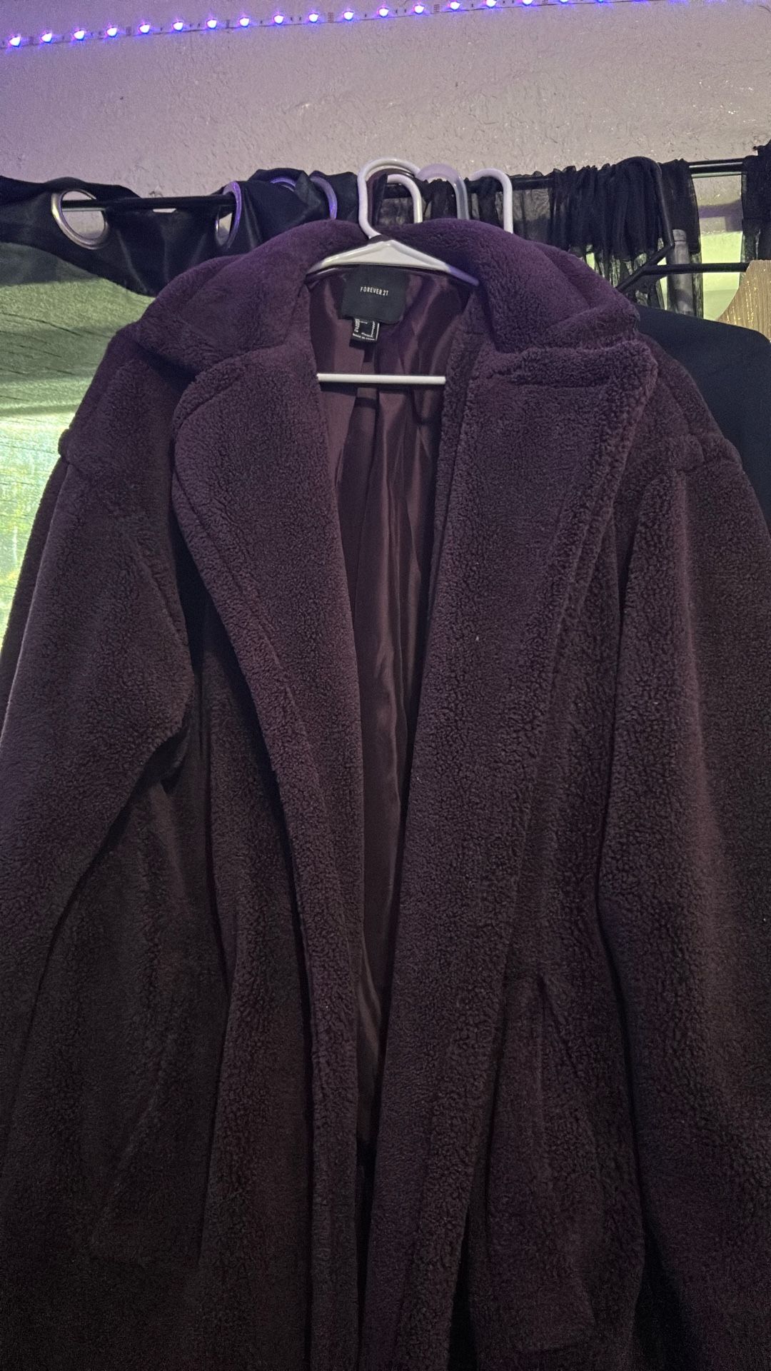 Brand New Long Purple Dress Coat Fur
