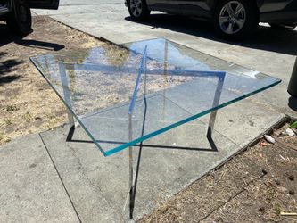 Modern Barcelona Stainless Coffee Table by Mies van der Rohe for Knoll Chipped !