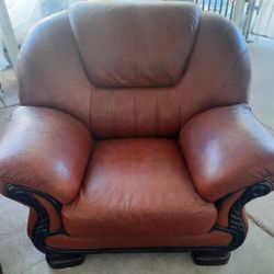 Brick Red/Brown Leather Chair 