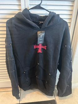 Saint Kaizen Black Studded Cross Hoodie