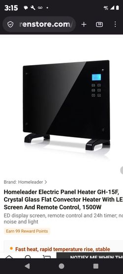Homeleader Electric 1500w Side Panel heater.