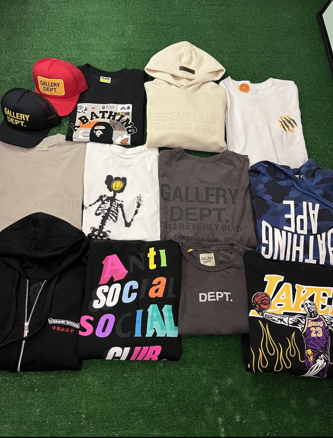Fear Of God Essential. ASSC. Bape. Vlone. Chrome Hearts. Kaws. Purple Jeans. Gallery Dept.