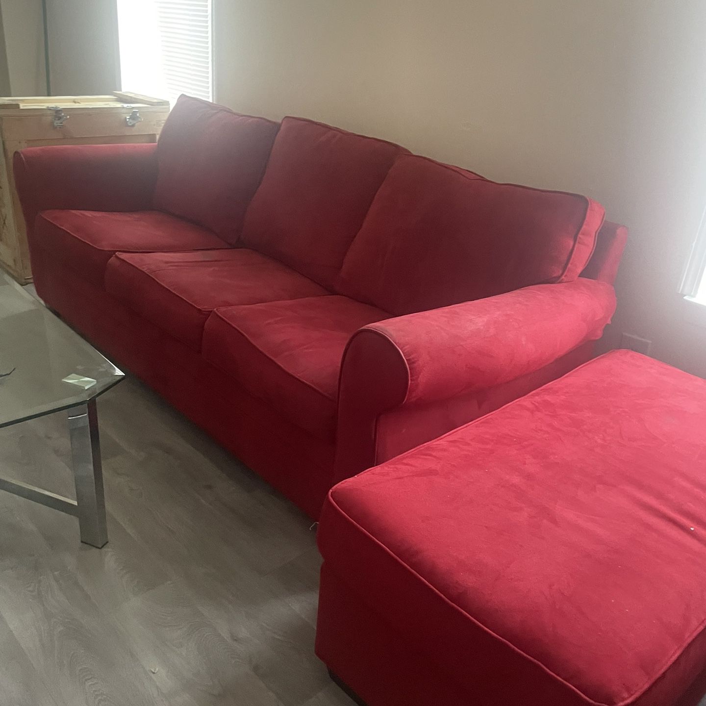 Sleeper Sofa, Chair, Ottomon, Glass End Tables