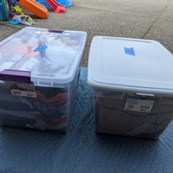Two Storage Bins with Kids' Clothes 4t/4 (everything)
