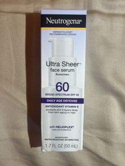 Neutrogena Ultra Sheer SPF 60 Moisturizing Face Serum Lotion 1.7 oz exp 1/2027^