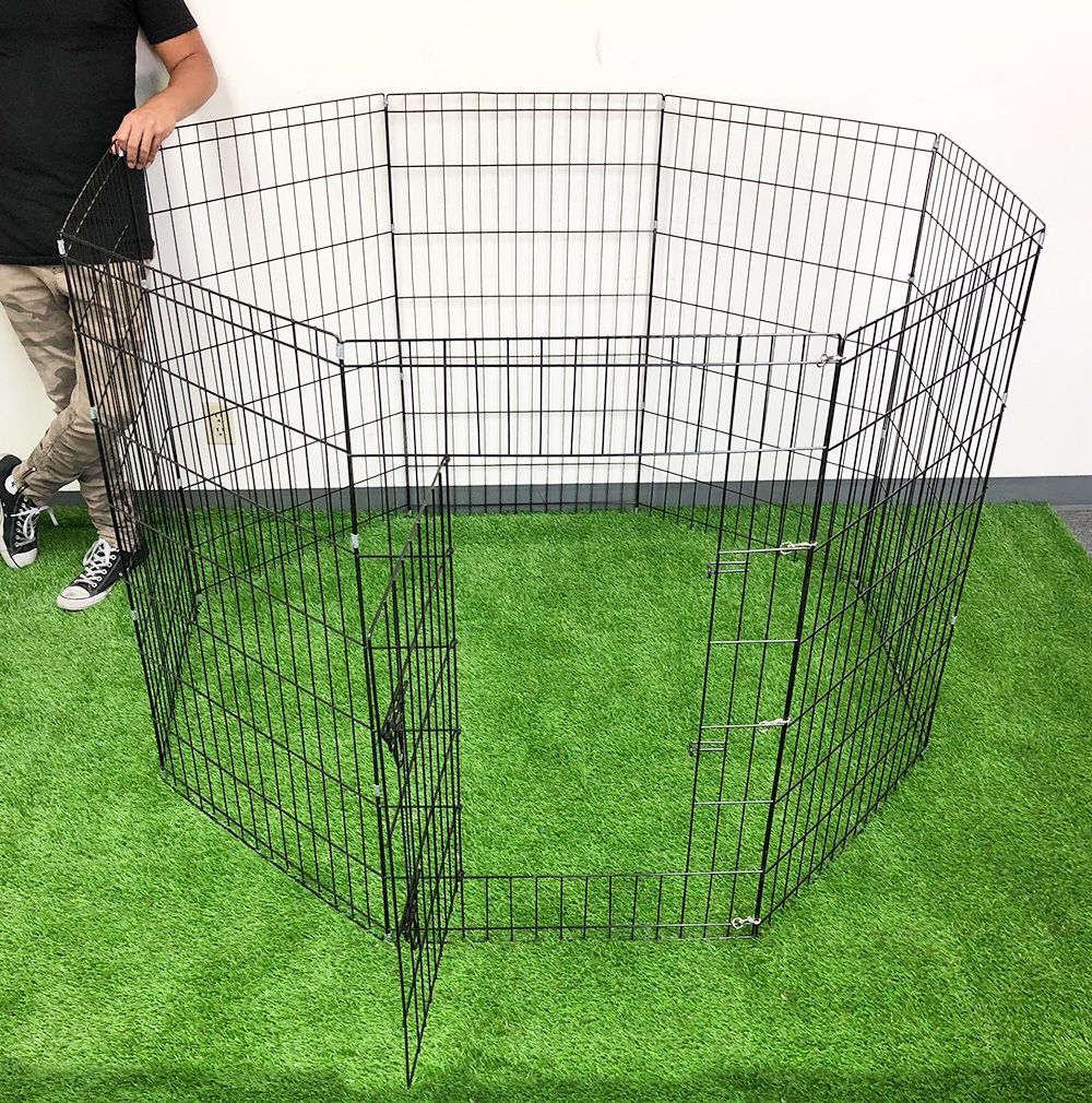 New $45 Foldable 42” Tall x 24” Wide x 8-Panel Pet Playpen Dog Crate Metal Fence Exercise Cage Play Pen