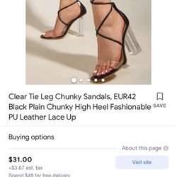 Yoki Black And Clear Lace Up Heels