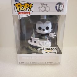 New! Funko Pop! Trains Mickey in Steamboat Car Disney 100 Amazon Exclusive #19