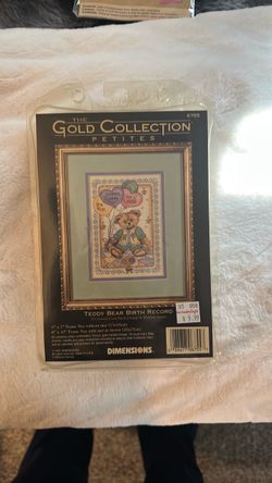 Dimensions Gold Collection Teddy Bear Birth Record Cross Stitch Kit