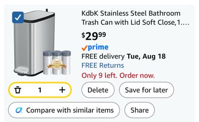 Stainless Steel Bathroom Trash Can with Lid