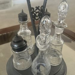 Antique Pewter Cruet Set