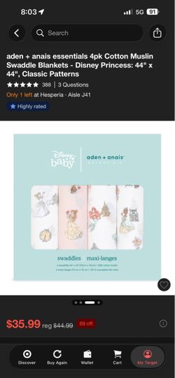 Disney Princess Muslin Swaddles