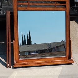 Wood Frame Mirror W/ Dresser Attachment 