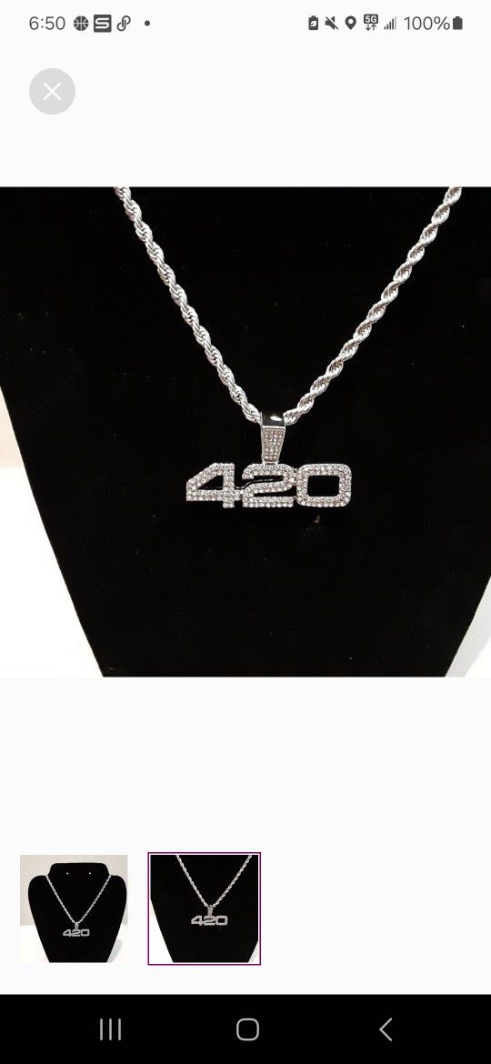 Silver Plated CZ Pendant With 24 Inch Necklace