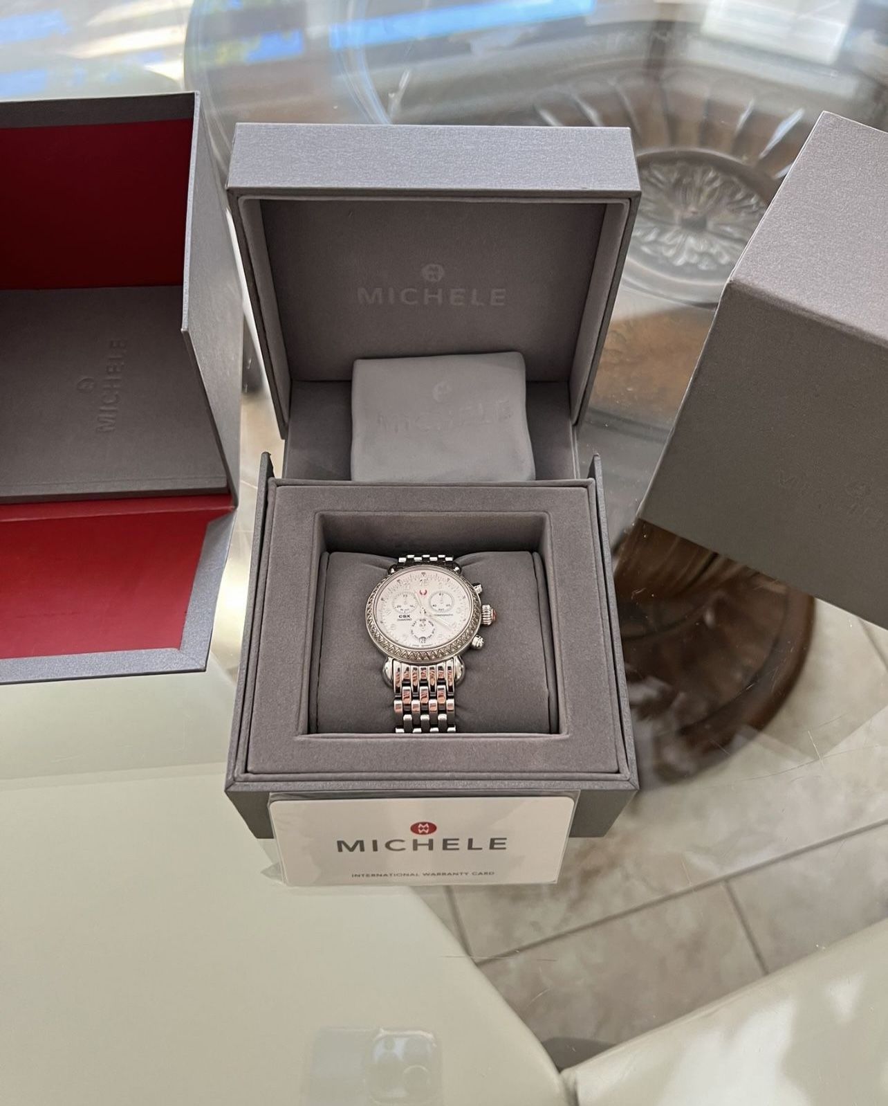 MICHELE CSX Chronograph Diamond Bezel Ladies Watch 