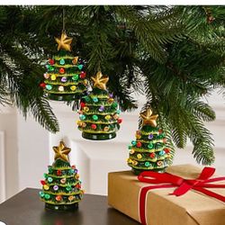 4 Glass Christmas tree Ornaments From QVC