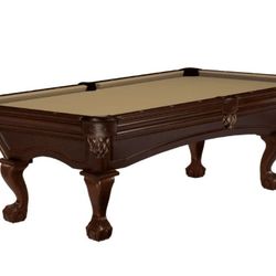 Brunswick  Glenwood 8' Pool Table  Ball And Claw Legs