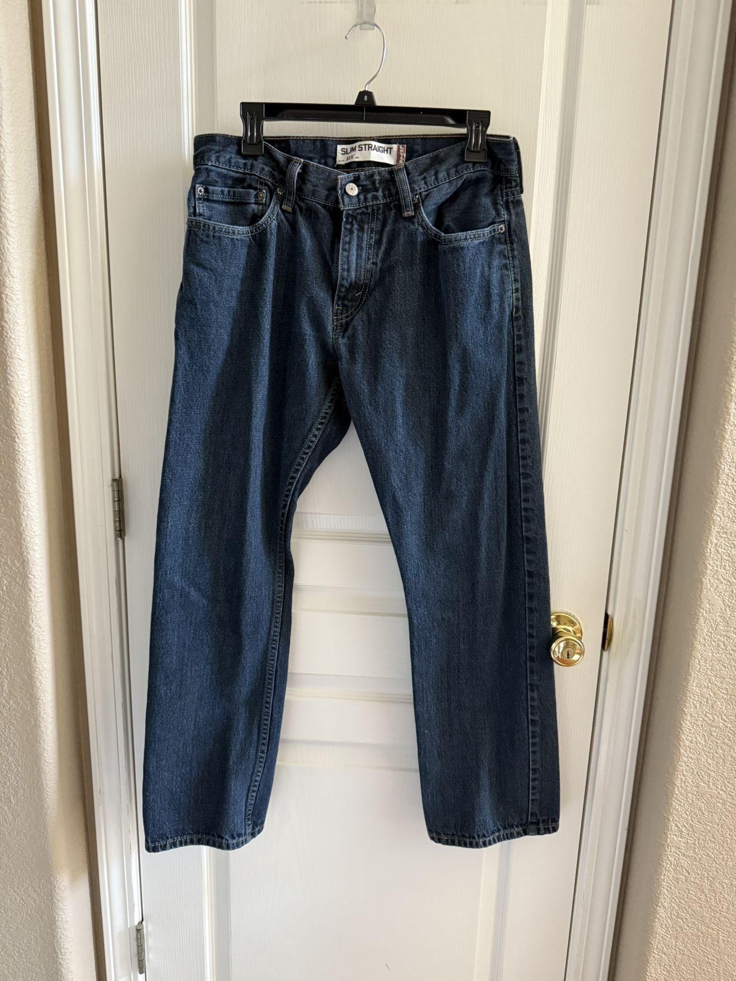 Men’s Levi’s 514 Slim Straight Zipper Front Dark Blue Denim- 33 X 30