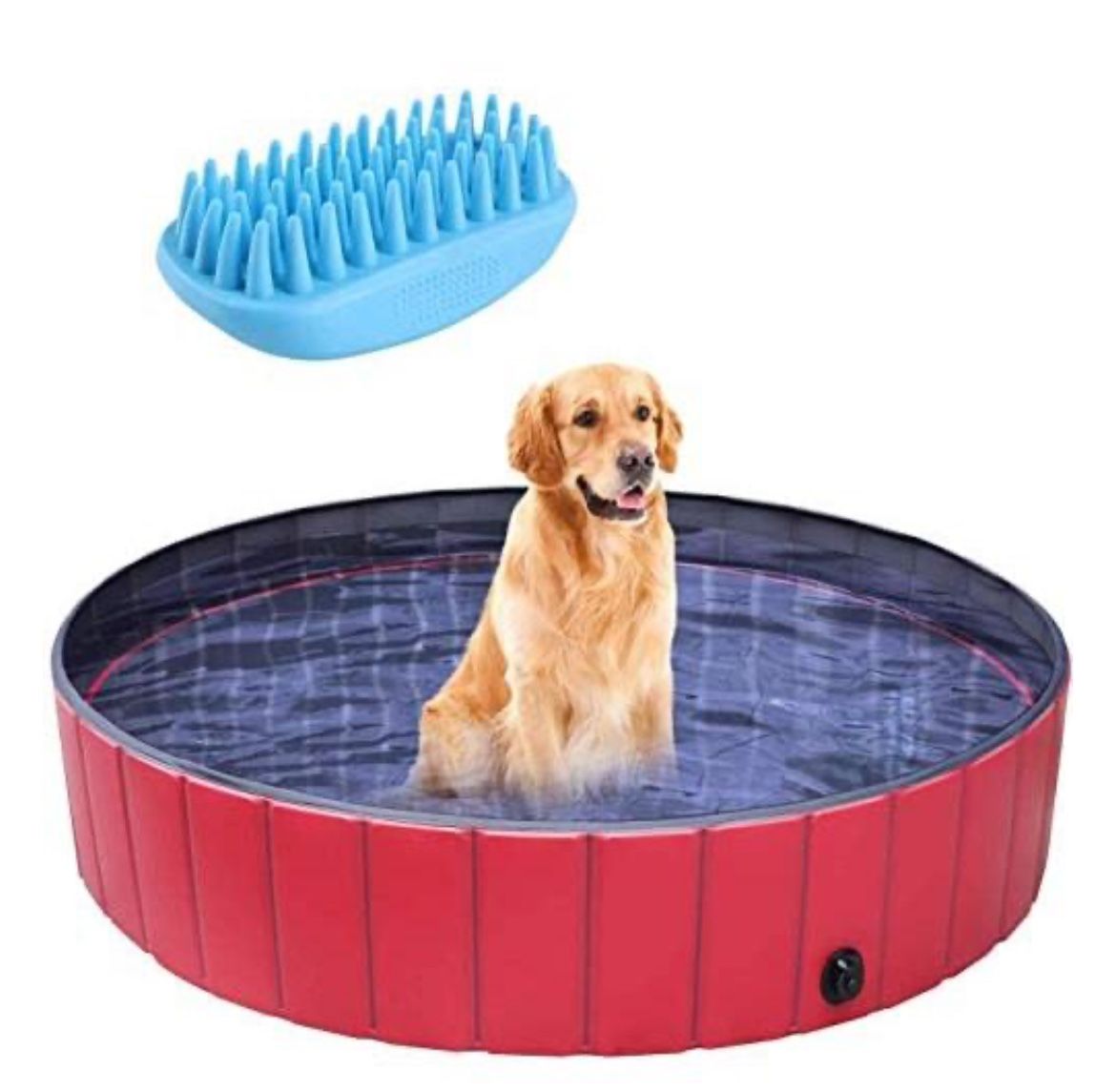47inch pedy Dog Swimming Pool with Brush, Collapsible Pet Bath Pool Foldable Bathing Tub Kiddie Pool for Dogs Cats and Kids