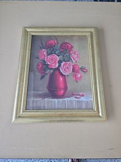 Antique Flowers Painting 14x17
