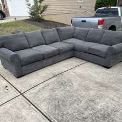 Beautiful Freshly Cleaned Large 2 Piece Gray Sectional