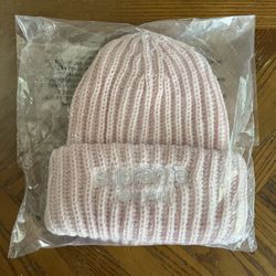 Supreme Classic Logo Chunky Ribbed Beanie Light Pink