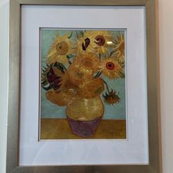 Framed Van Gogh Sunflowers Painting