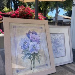 Rosalind Oesterle Signed Framed Watercolor Floral Painting & Purple/Violet floral painting 