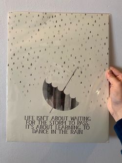 Black and white inspirational print in original packaging