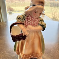 Decorative Lady With Basket & Hat
