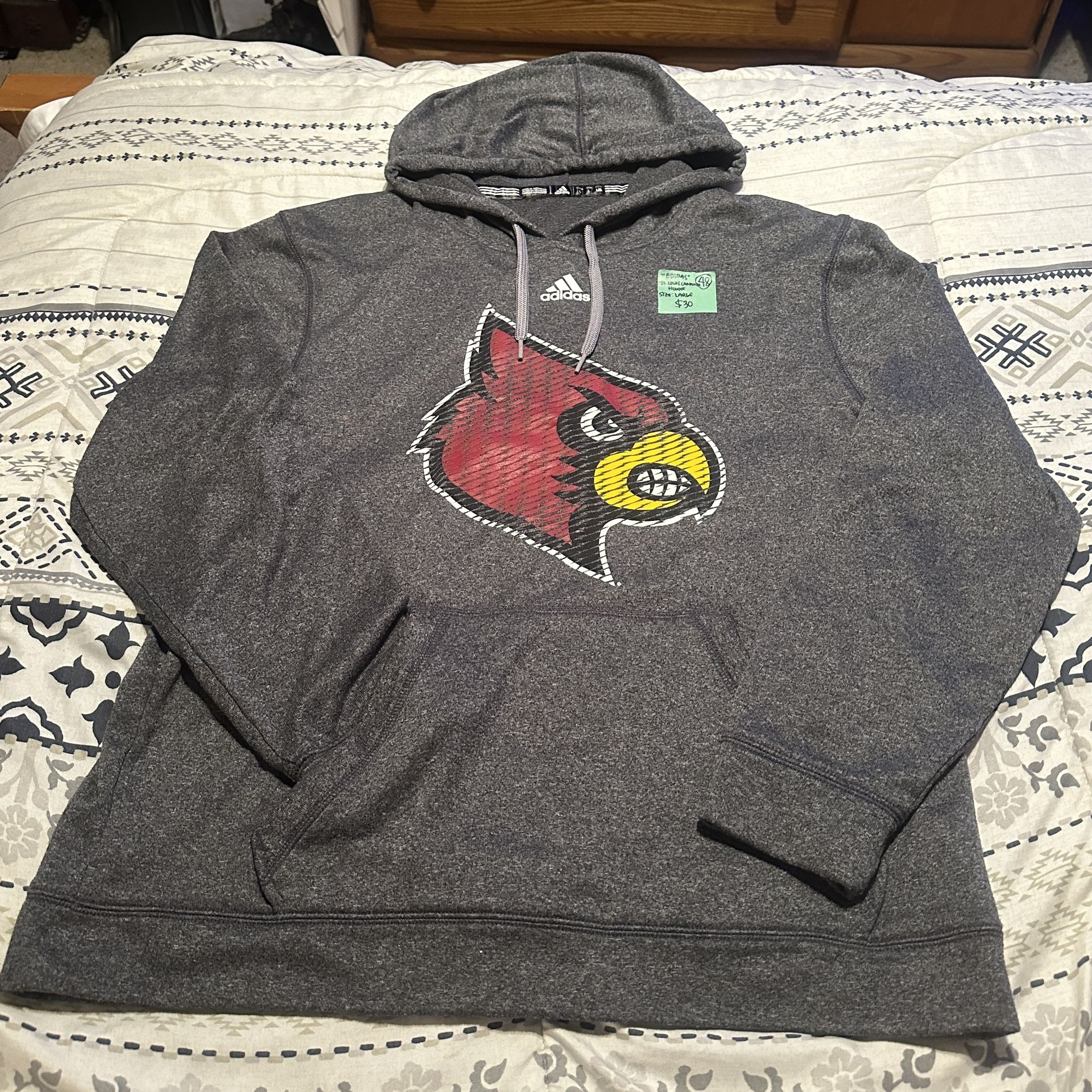 Pre Owned Adidas Red Cardinal Hoodie for Men