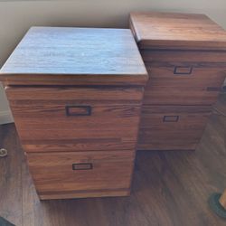 2 Solid Oak Filing Cabinets