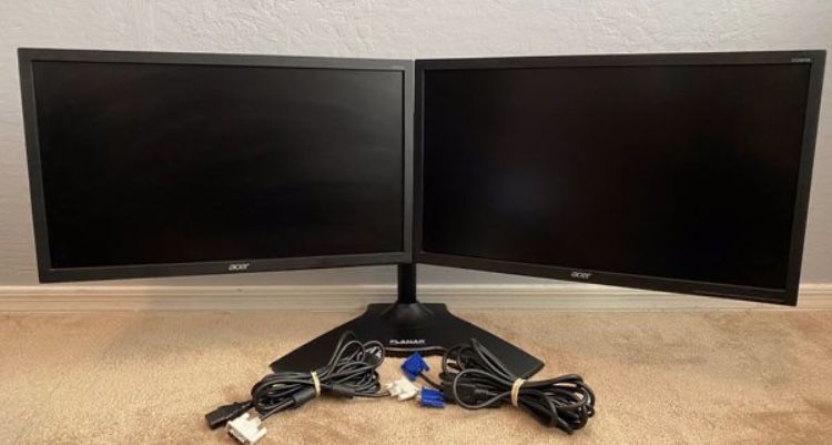 Acer Dual LCD 21.5’’ Monitors with Stand - VGA & DVI Inputs