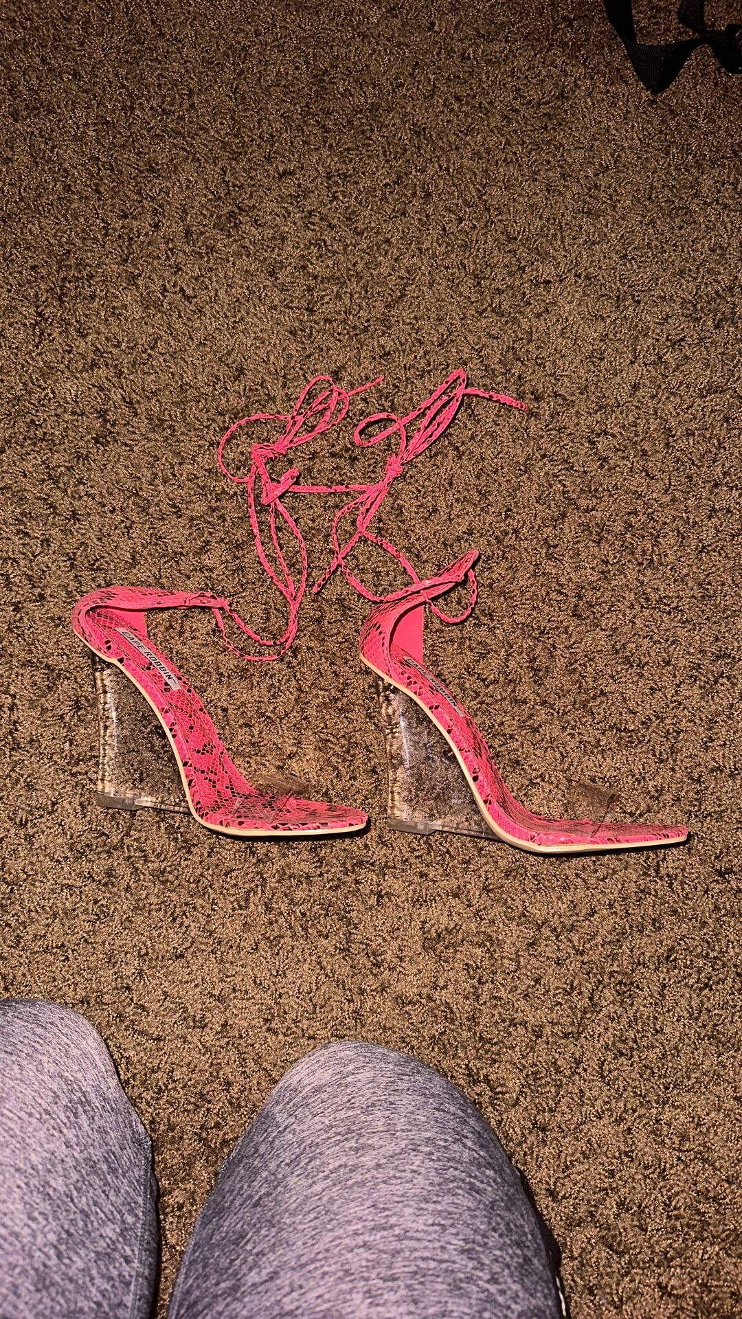 Pink Snake Print Heels
