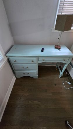Vintage Painted Wood Desk with Drawers
