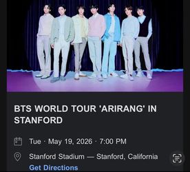 BTS concert ticket for Stanford, CA
