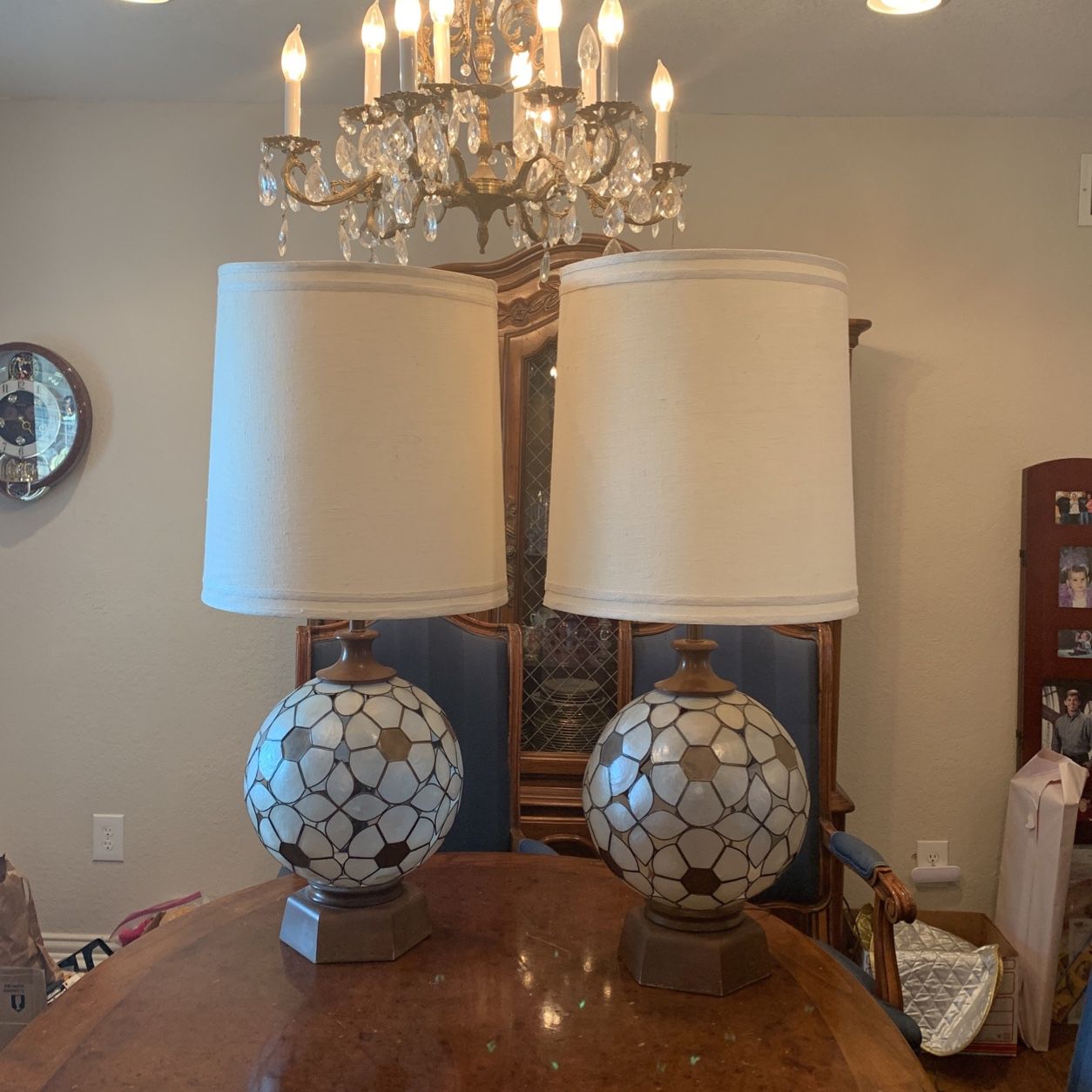 Pair of original mid century Globe lamps