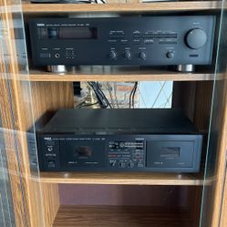 Yamaha Audio Receiver, Cassette Tape Deck And Speakers