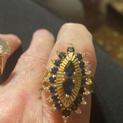 14k Over 10 Grams Of Solid Gold Sapphire And Diamond Ring 