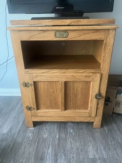 Vintage Surewood Oak Ice Box Cabinet With Revolving Top