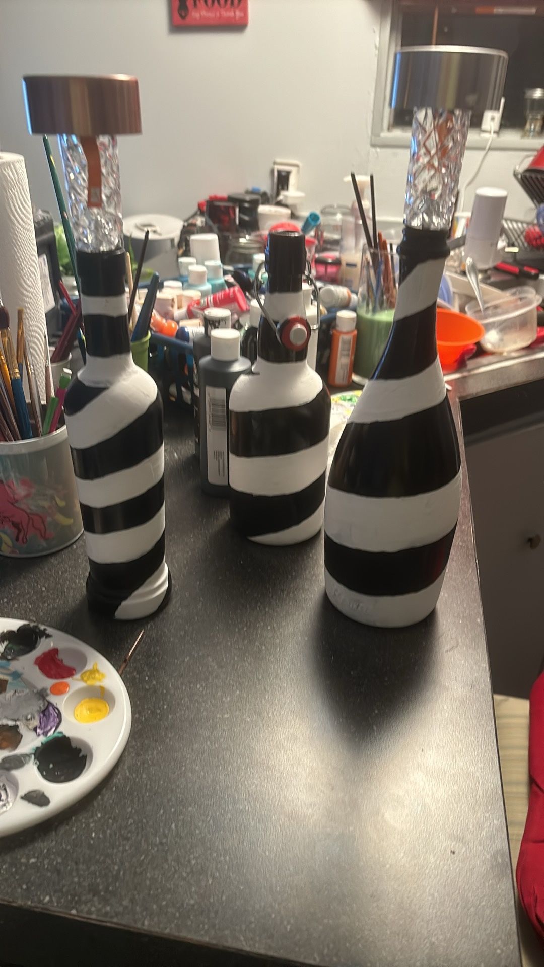 Upcycled Wine Bottle Lighthouses